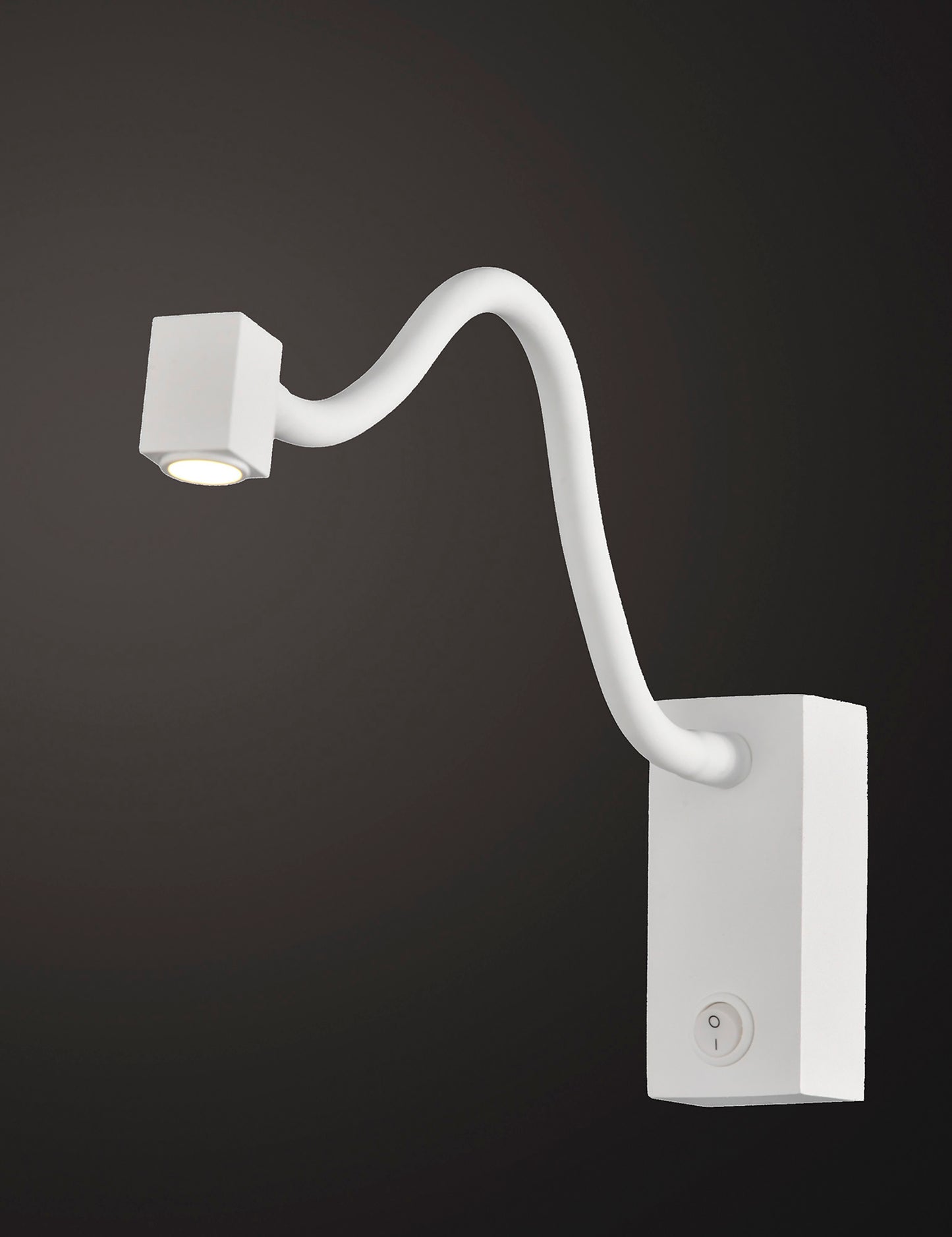 Boavista Switched Wall Lamp / Reader 1L 3W LED Square Head Spot, 3000K, 135lm, Round Base Matt White, 3yrs Warranty by Mantra