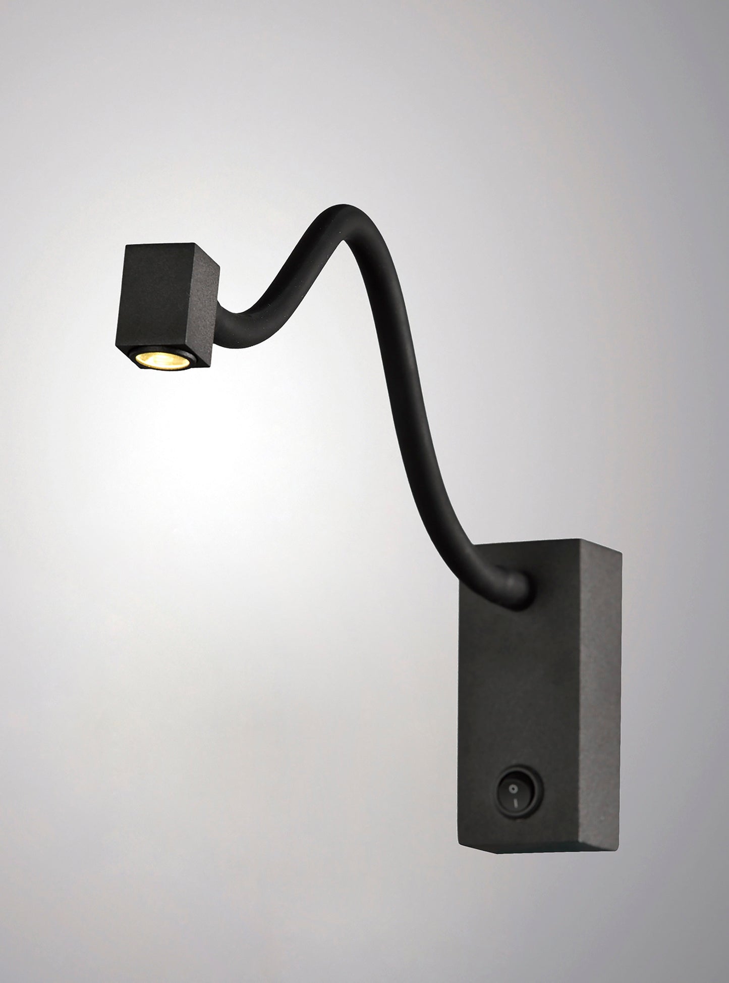 Boavista Switched Wall Lamp / Reader 1L 3W LED Square Head Spot, 3000K, 135lm, Round Base Matt Black, 3yrs Warranty by Mantra