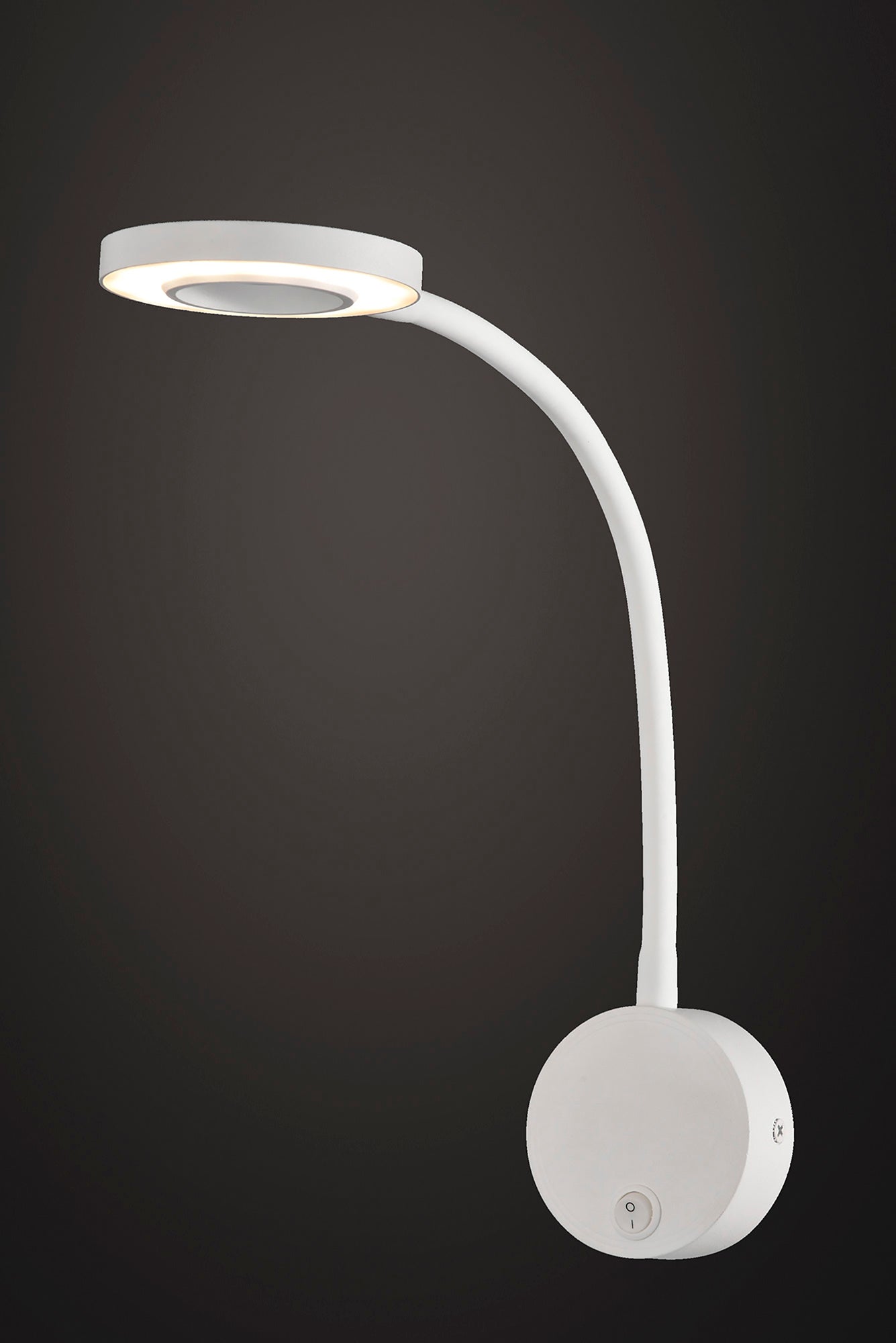 Boavista Switched Wall Lamp / Reader 1L 5W LED Ring Head, 3000K, 261lm, Round Base Matt White, 3yrs Warranty by Mantra