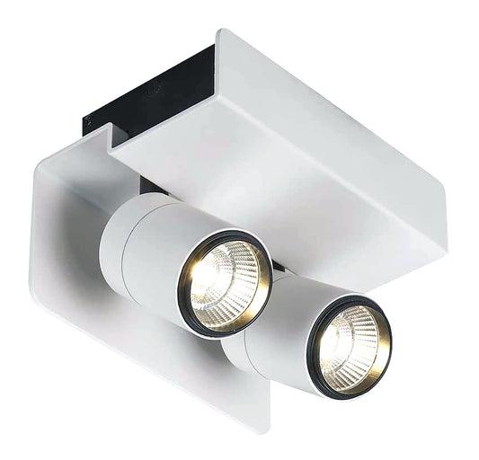 Bocaray Surface Mounted Spot / Wall Light 2 x 7W LED 4000K, 1030lm, Matt White / Black, 3yrs Warranty by Mantra