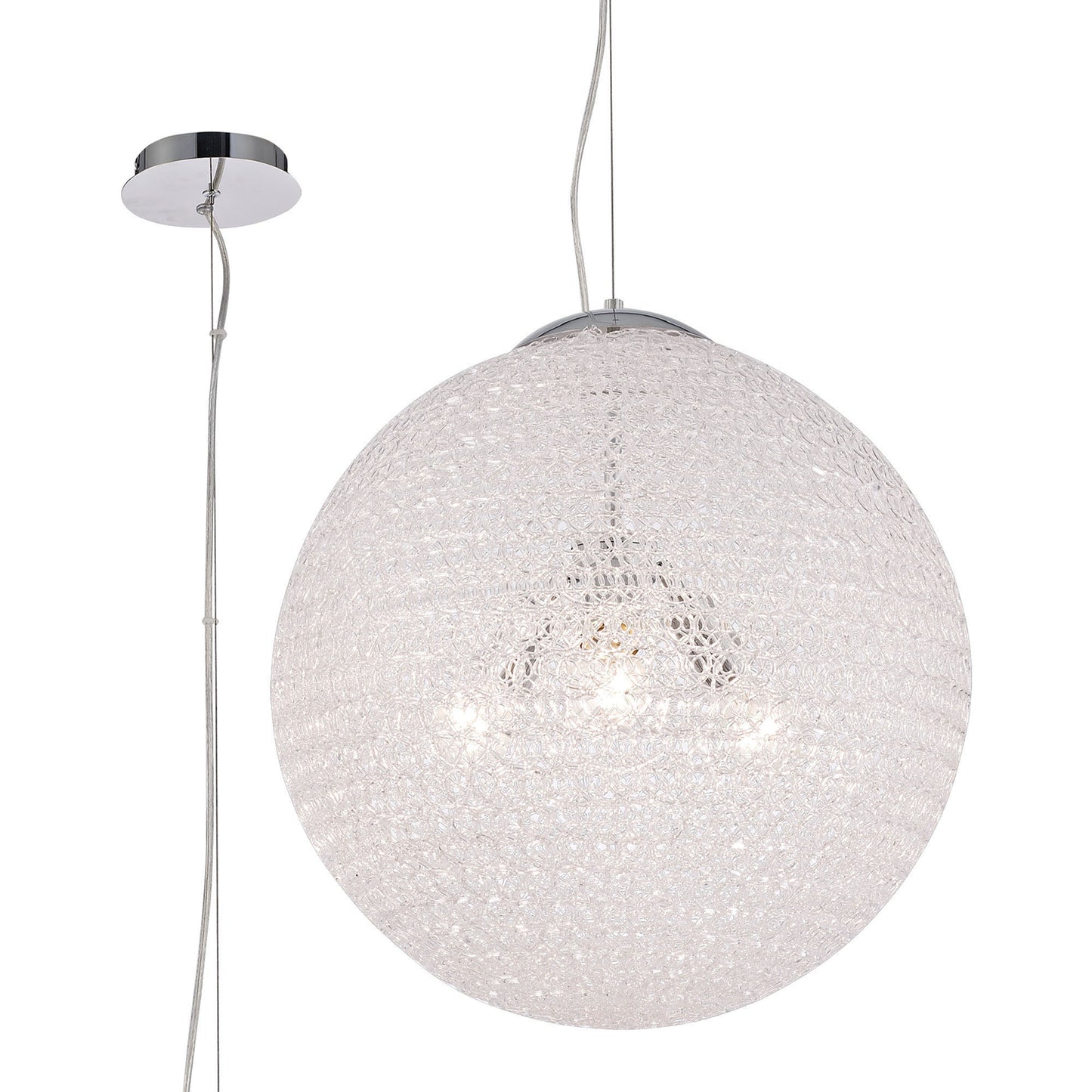 Bola Pendant 50cm Round 3 x E27, Chrome by Mantra