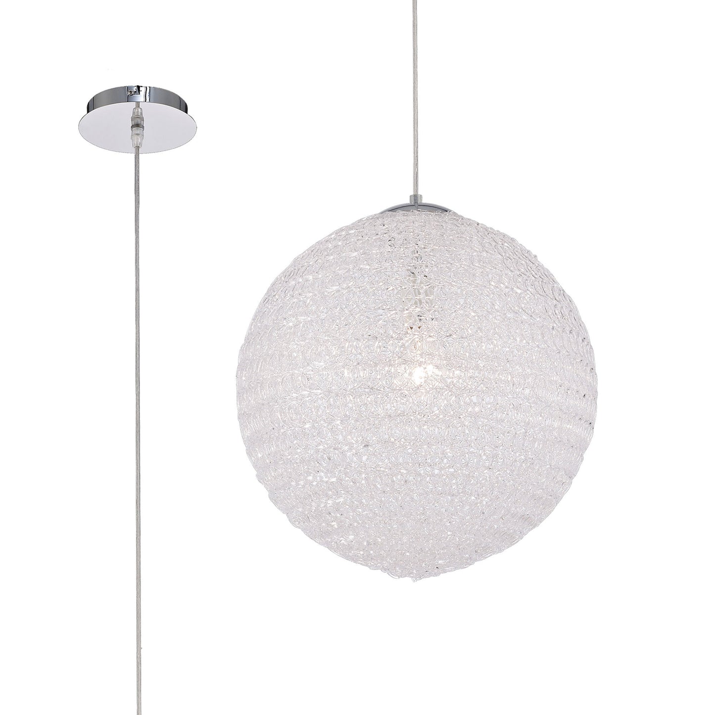 Bola Pendant 40cm Round 1 x E27, Chrome by Mantra