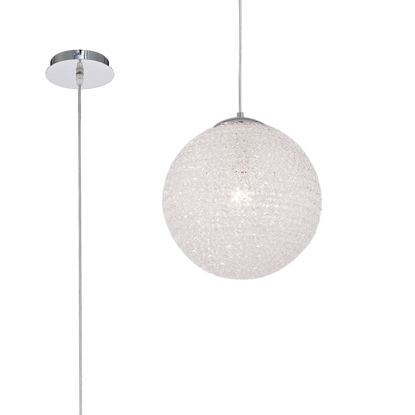 Bola Pendant 30cm Round 1 x E27, Chrome by Mantra