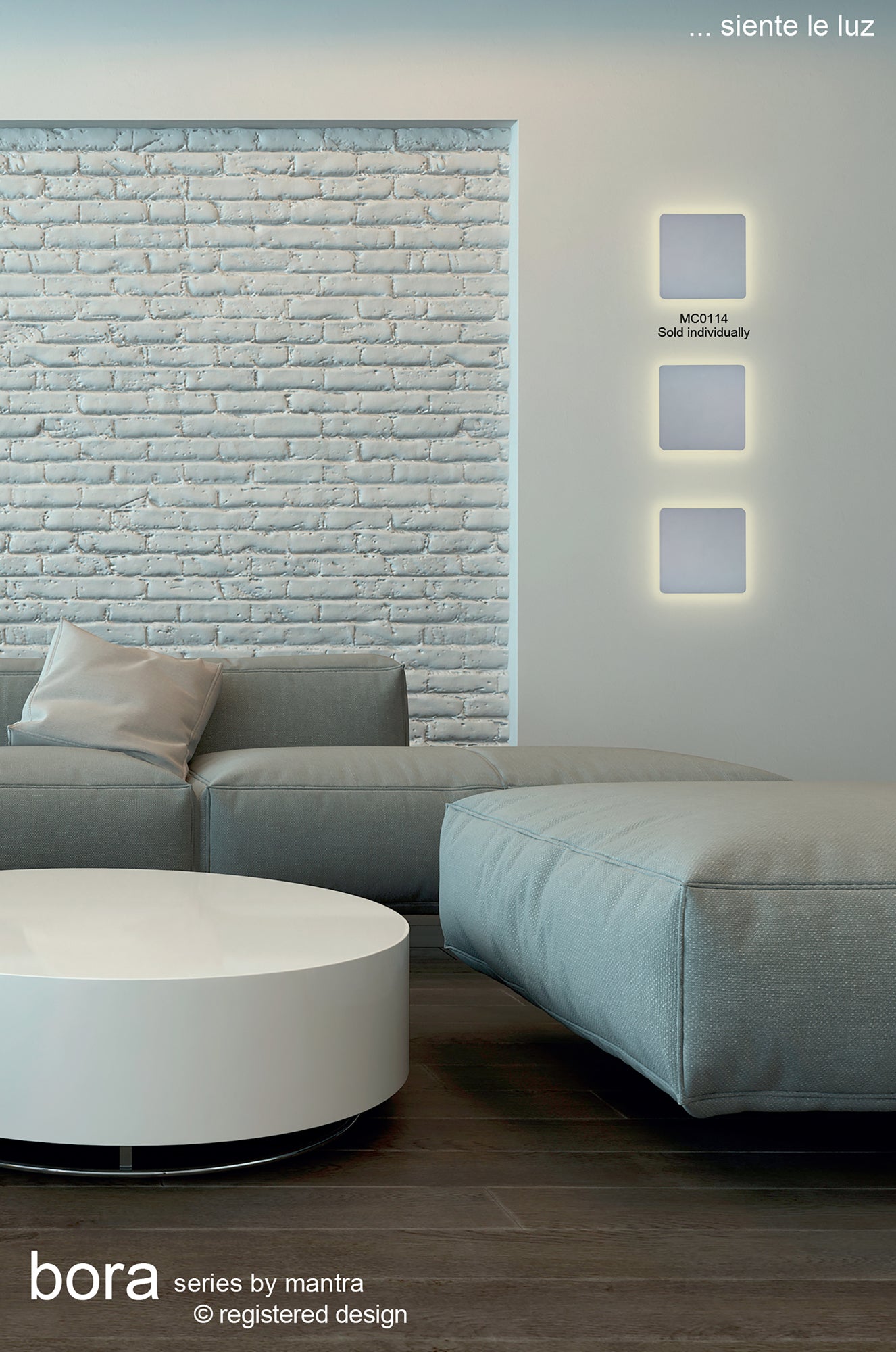 Bora Bora Wall Light 13cm Square 6W LED 3000K, 540lm, Matt White, 3yrs Warranty by Mantra