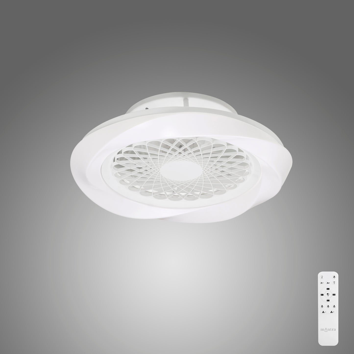 Boreal 70W LED Dimmable Ceiling Light With Built-In 35W DC Reversible Fan, White Finish C/W Remote Control, 4200lm by Mantra