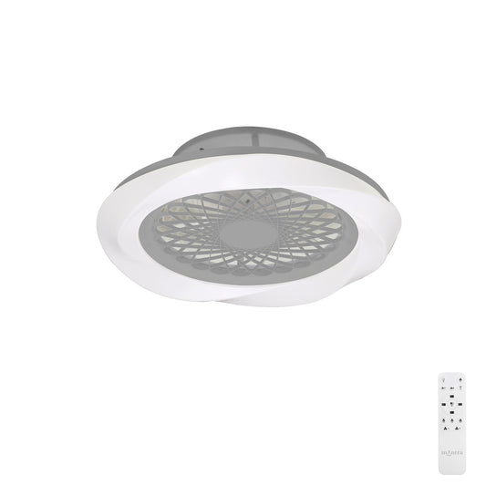 Boreal 70W LED Dimmable Ceiling Light With Built-In 35W DC Reversible Fan, Silver Finish C/W Remote Control, 4200lm by Mantra