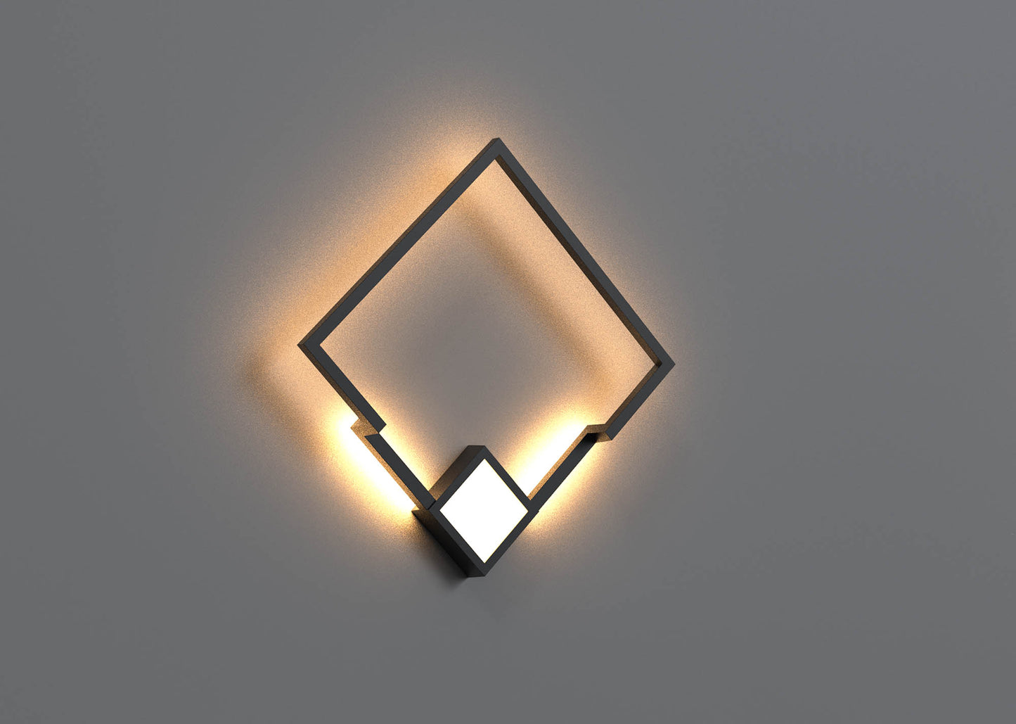 Boutique Square Wall Lamp, Dimmable, 25W LED, 3000K, 1370lm, Black, 3yrs Warranty by Mantra