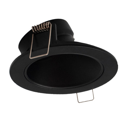 Brandon Recessed Downlight Round, 1 x GU10 (Max 12W), Matt Black, Cut Out: 98mm, Lampholder Included by Mantra