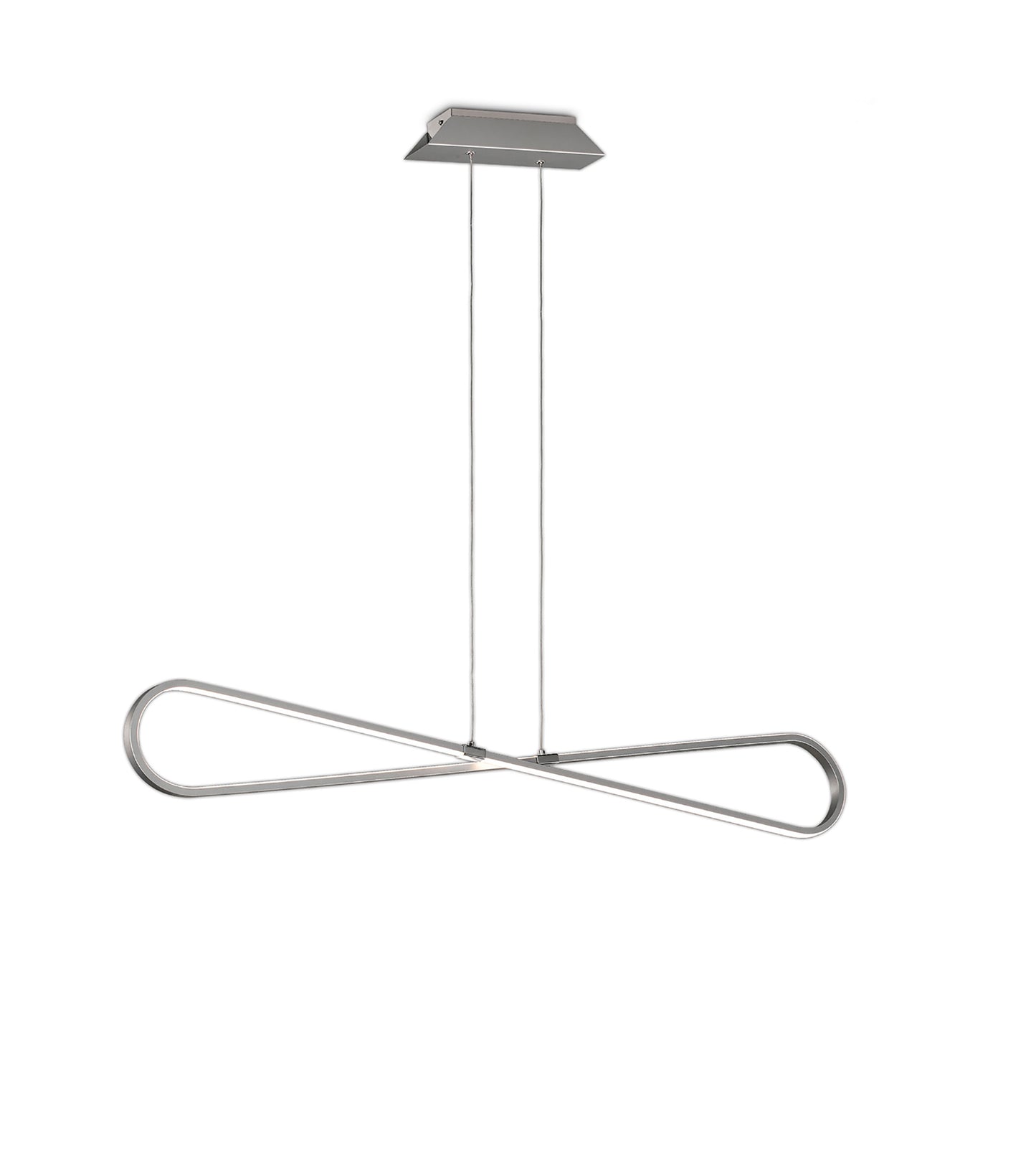 Bucle Linear Pendant 42W LED 3000K, 3650lm, SIlver, Polished Chrome, Frosted Acrylic, 3yrs Warranty by Mantra