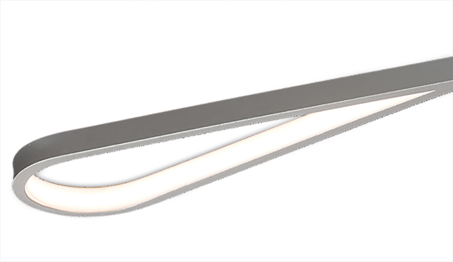 Bucle Ceiling 36W LED 3000K, 3150lm, Silver, Polished Chrome, Frosted Acrylic, 3yrs Warranty by Mantra