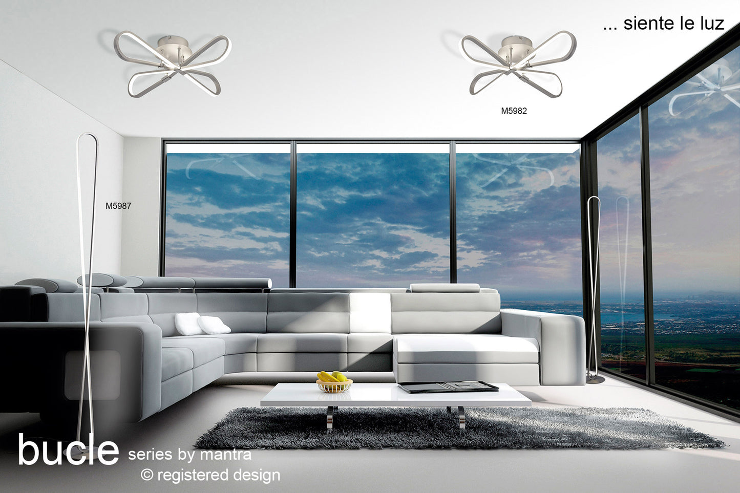 Bucle Ceiling 36W LED 3000K, 3150lm, Silver, Polished Chrome, Frosted Acrylic, 3yrs Warranty by Mantra