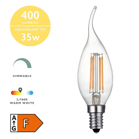 (Pack of 5) LED Candle Light Bulb (Lamp) SES/E14 4W 400LM