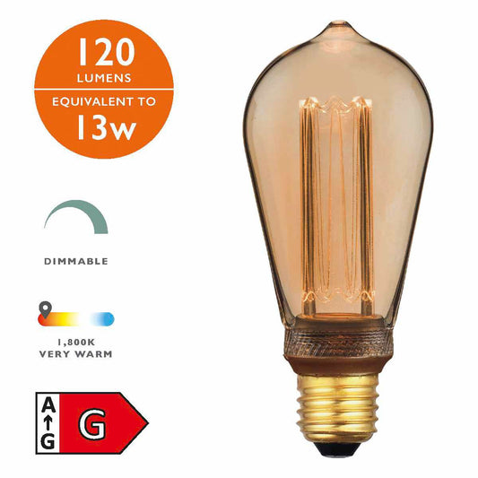 (Pack of 5) LED Rustika Light Bulb (Lamp) ES/E27 3.5W 120LM