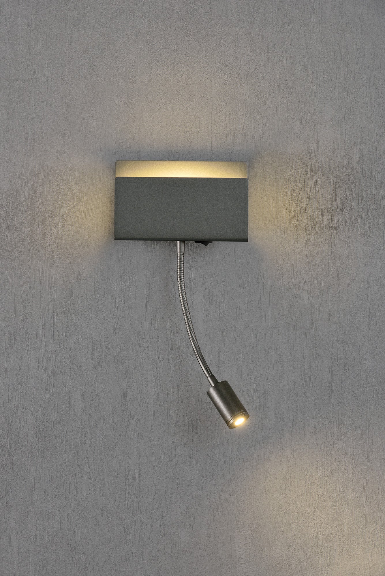 Cabarete Wall Light Rectangular 2 x 3W LED 3000K, 470lm, Switched Matte Black, 3yrs Warranty by Mantra