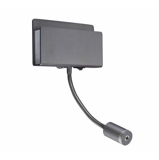 Cabarete Wall Light Rectangular 2 x 3W LED 3000K, 470lm, Switched Matte Black, 3yrs Warranty by Mantra