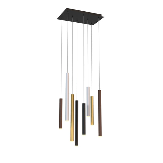 Cala Rectangle 8 Light Pendant, 48W LED, 3000K, 3360lm, Sand White/Sand Black/Gold/Rust Brown, 3yrs Warranty by Mantra