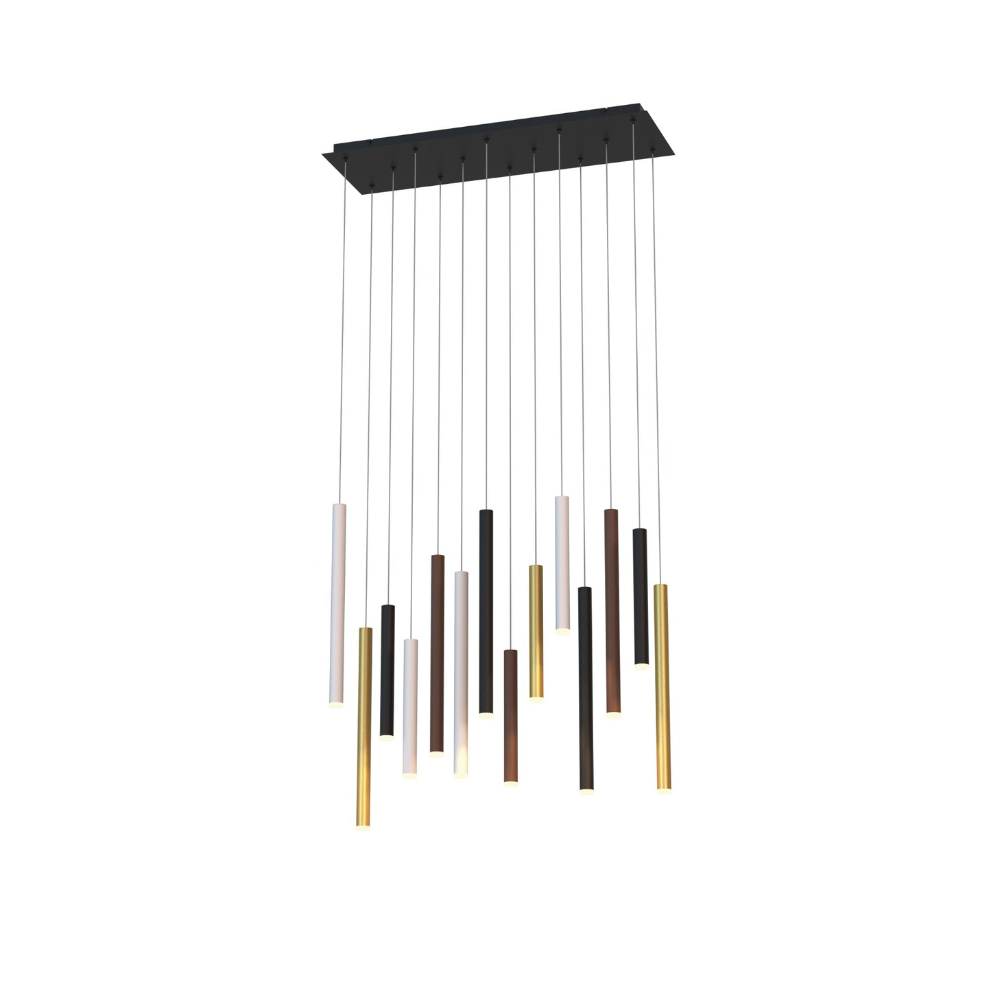 Cala Rectangle 14 Light Pendant, 84W LED, 3000K, 5880lm, Sand White/Sand Black/Gold/Rust Brown, 3yrs Warranty by Mantra