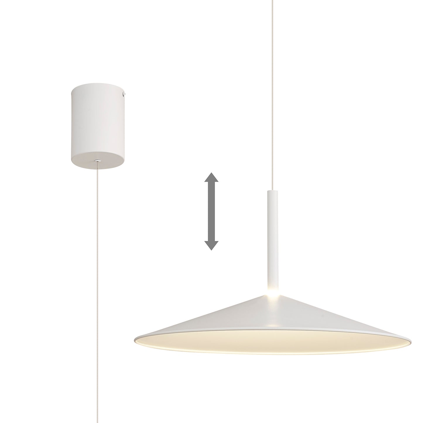 Calice 48cm Rise And Fall Pendant Dimmable, 16W LED, 3000K, 1200lm, White, 3yrs Warranty by Mantra