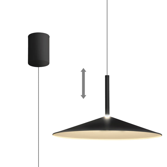 Calice 48cm Rise And Fall Pendant Dimmable, 16W LED, 3000K, 1200lm, Black/White, 3yrs Warranty by Mantra