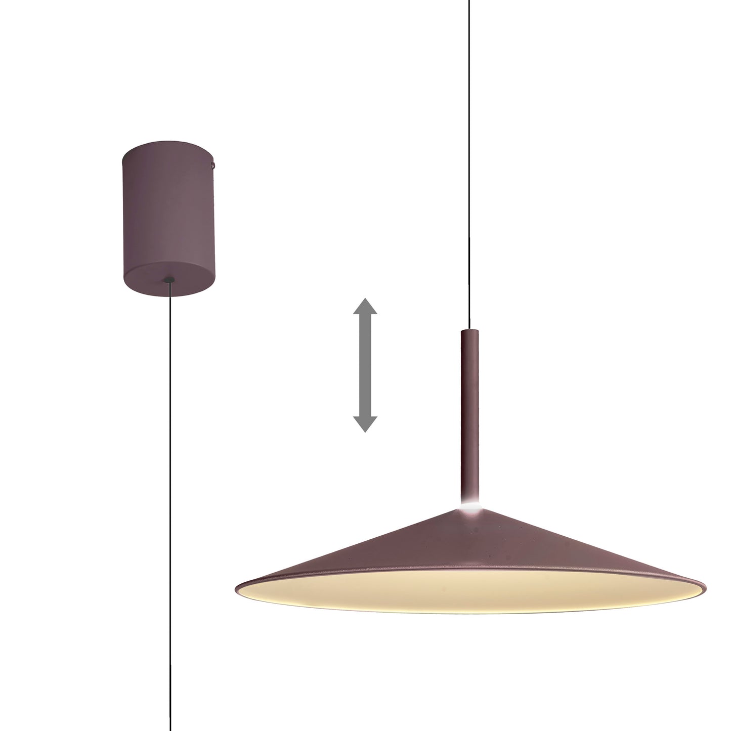 Calice 48cm Rise And Fall Pendant, 16W LED, 3000K, 1200lm, Coffee/White, 3yrs Warranty by Mantra