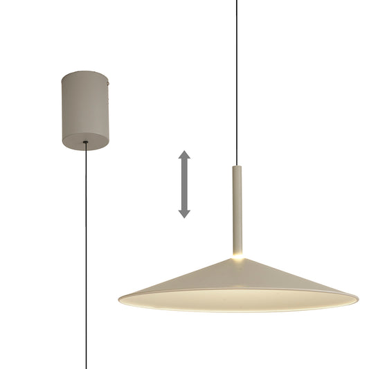 Calice 48cm Rise And Fall Pendant Dimmable, 16W LED, 3000K, 1200lm, Grey/White, 3yrs Warranty by Mantra