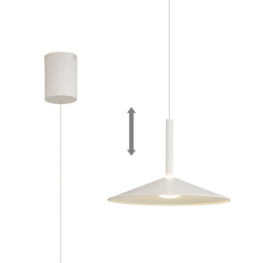 Calice 32cm Rise And Fall Pendant, 9W LED, 3000K, 800lm, White, 3yrs Warranty by Mantra