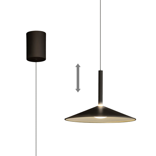 Calice 32cm Rise And Fall Pendant, 9W LED, 3000K, 800lm, Black/White, 3yrs Warranty by Mantra