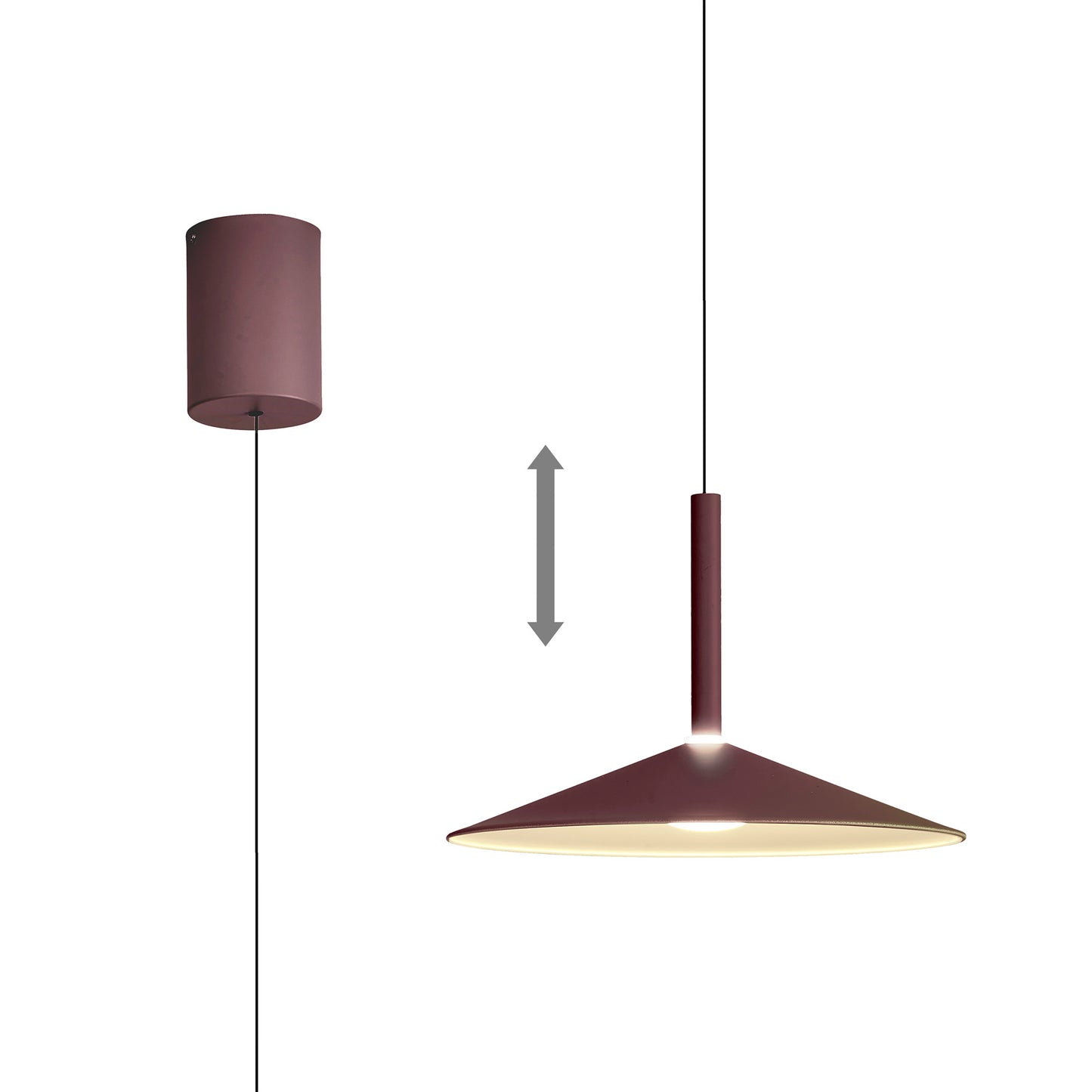 Calice 32cm Rise And Fall Pendant, 9W LED, 3000K, 800lm, Coffee/White, 3yrs Warranty by Mantra