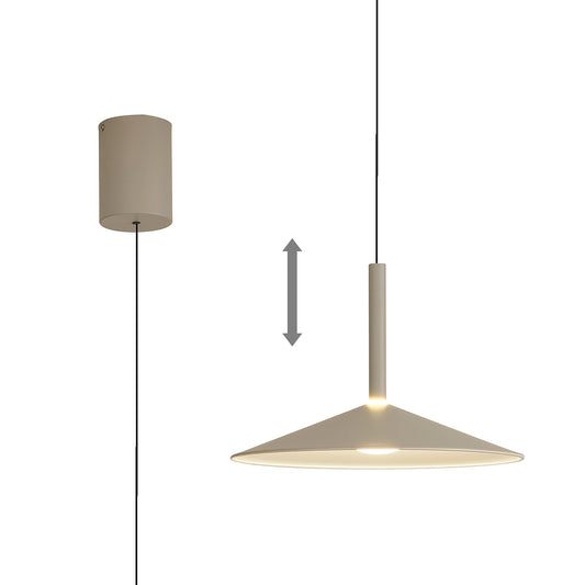 Calice 32cm Rise And Fall Pendant, 9W LED, 3000K, 800lm, Grey/White, 3yrs Warranty by Mantra