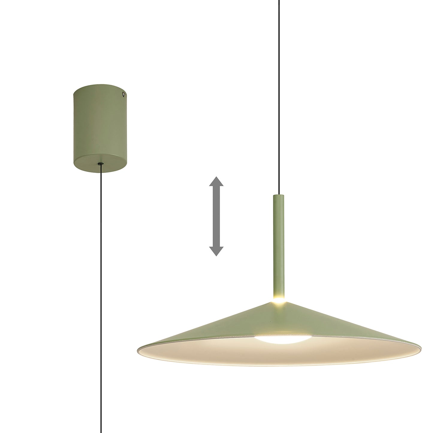 Calice 48cm Rise And Fall Pendant Dimmable, 16W LED, 3000K, 1200lm, Green/White, 3yrs Warranty by Mantra