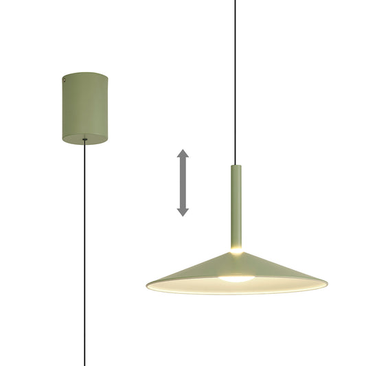 Calice 32cm Rise And Fall Pendant, 9W LED, 3000K, 800lm, Green/White, 3yrs Warranty by Mantra