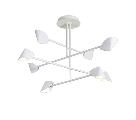 Capuccina 8 Light Fixed Pendant, 61.5W LED, 3000K, 4000lm, White, 3yrs Warranty by Mantra