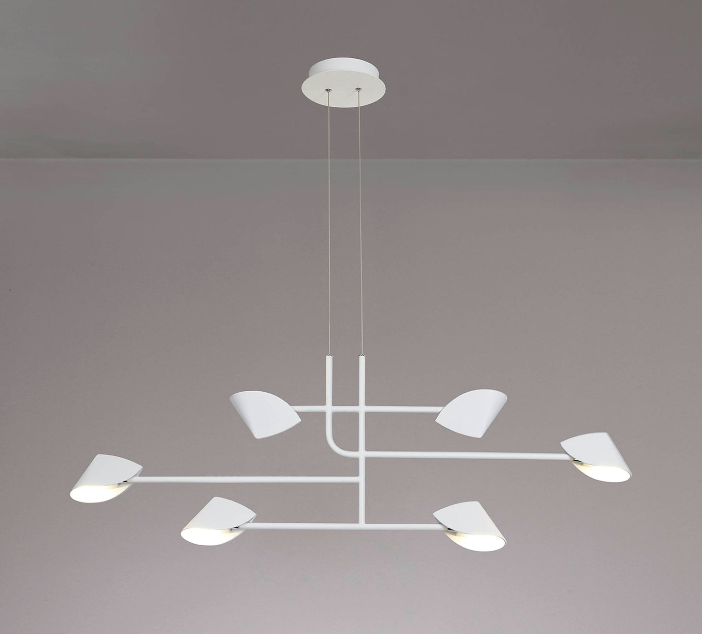 Capuccina 6 Light Linear Pendant, 45W LED, 3000K, 3100lm, White, 3yrs Warranty by Mantra