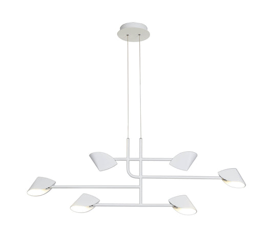 Capuccina 6 Light Linear Pendant, 45W LED, 3000K, 3100lm, White, 3yrs Warranty by Mantra