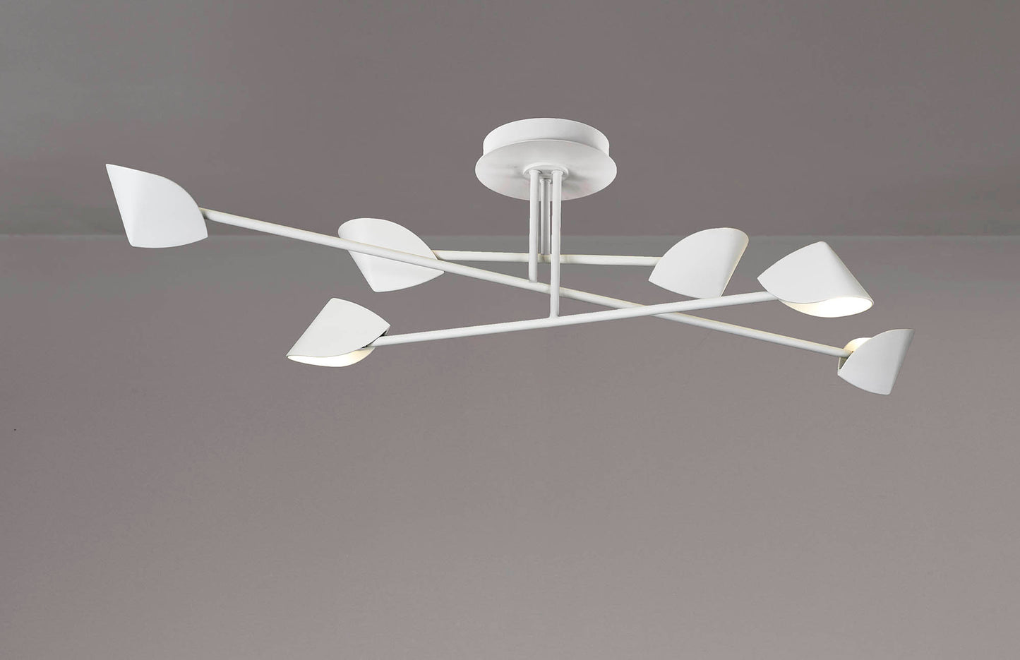 Capuccina Large 6 Light Semi Flush, 45W LED, 3000K, 3100lm, White, 3yrs Warranty by Mantra