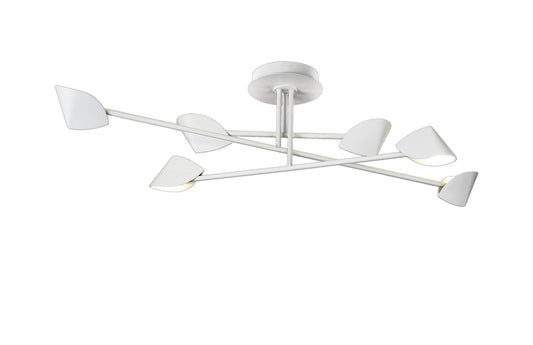 Capuccina Large 6 Light Semi Flush, 45W LED, 3000K, 3100lm, White, 3yrs Warranty by Mantra