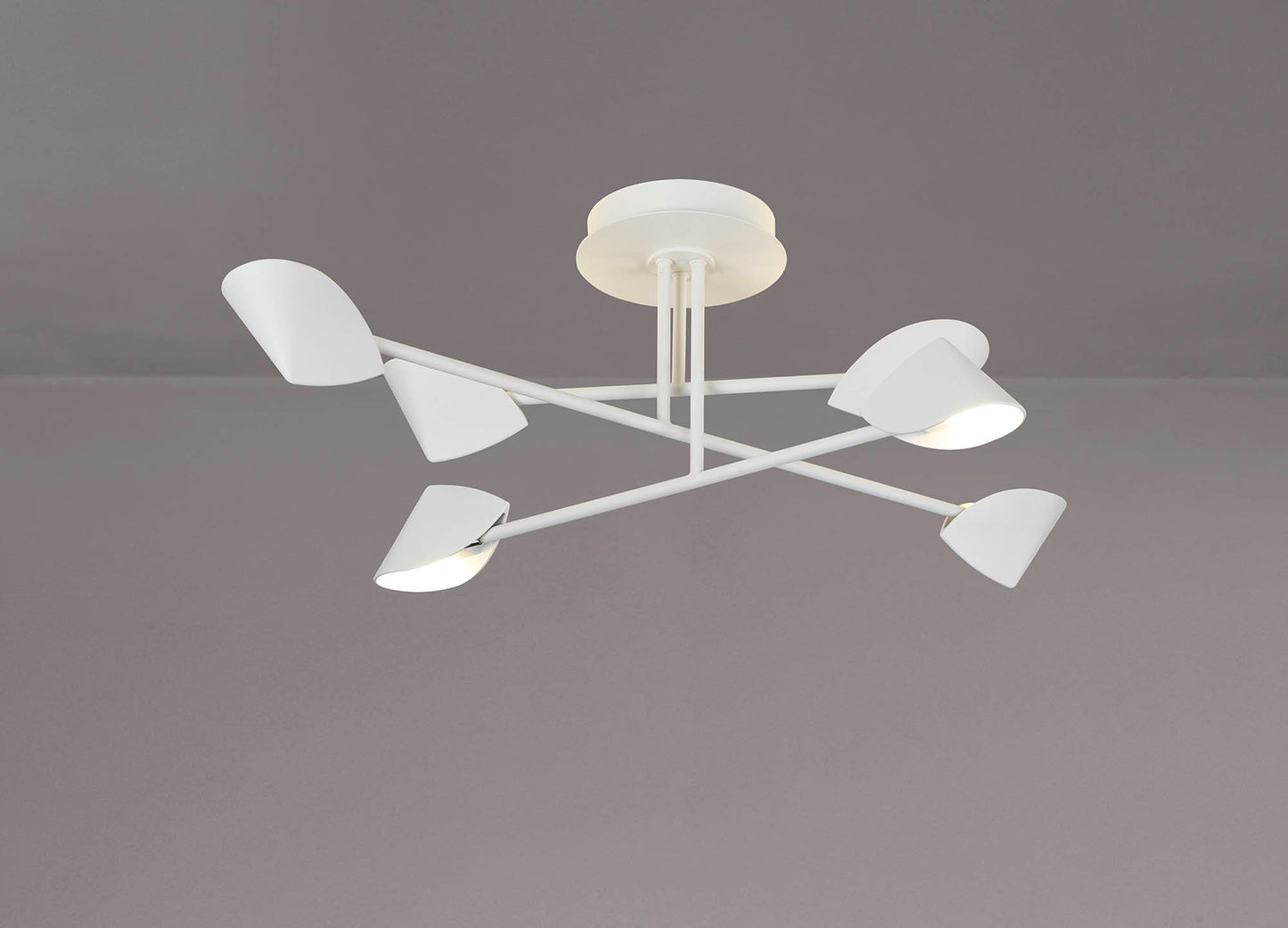 Capuccina Medium 6 Light Semi Flush, 45W LED, 3000K, 3100lm, White, 3yrs Warranty by Mantra