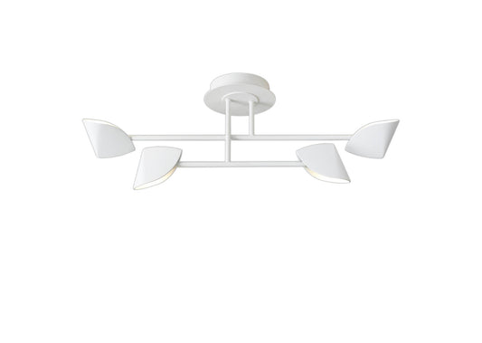 Capuccina Small 4 Light Semi Flush, 30W LED, 3000K, 2100lm, White, 3yrs Warranty by Mantra