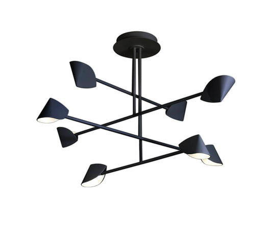 Capuccina 8 Light Fixed Pendant, 61.5W LED, 3000K, 4000lm, Black, 3yrs Warranty by Mantra