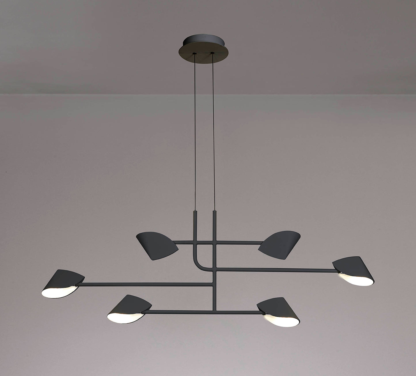 Capuccina 6 Light Linear Pendant, 45W LED, 3000K, 3100lm, Black, 3yrs Warranty by Mantra