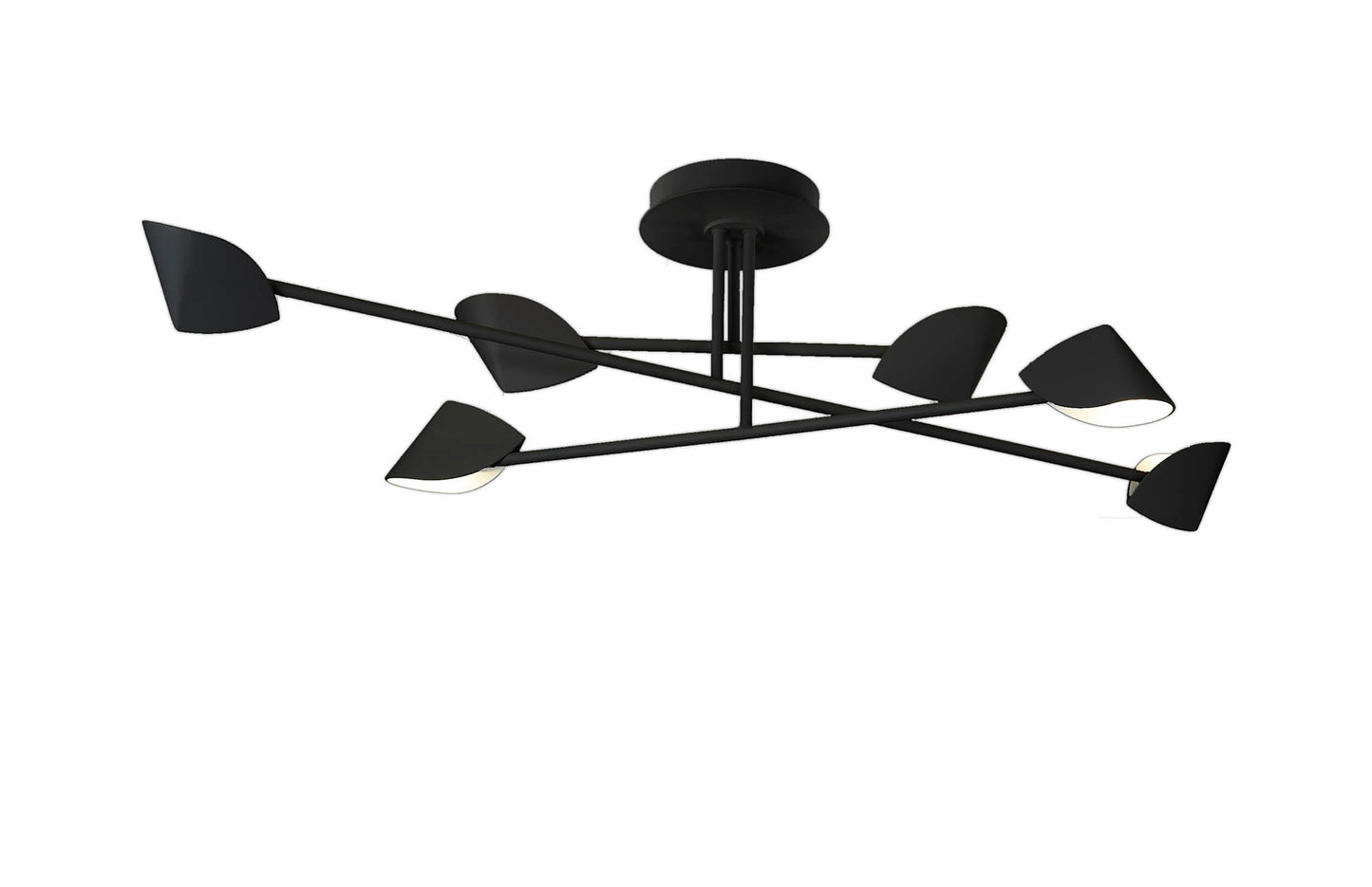 Capuccina Large 6 Light Semi Flush, 45W LED, 3000K, 3100lm, Black, 3yrs Warranty by Mantra