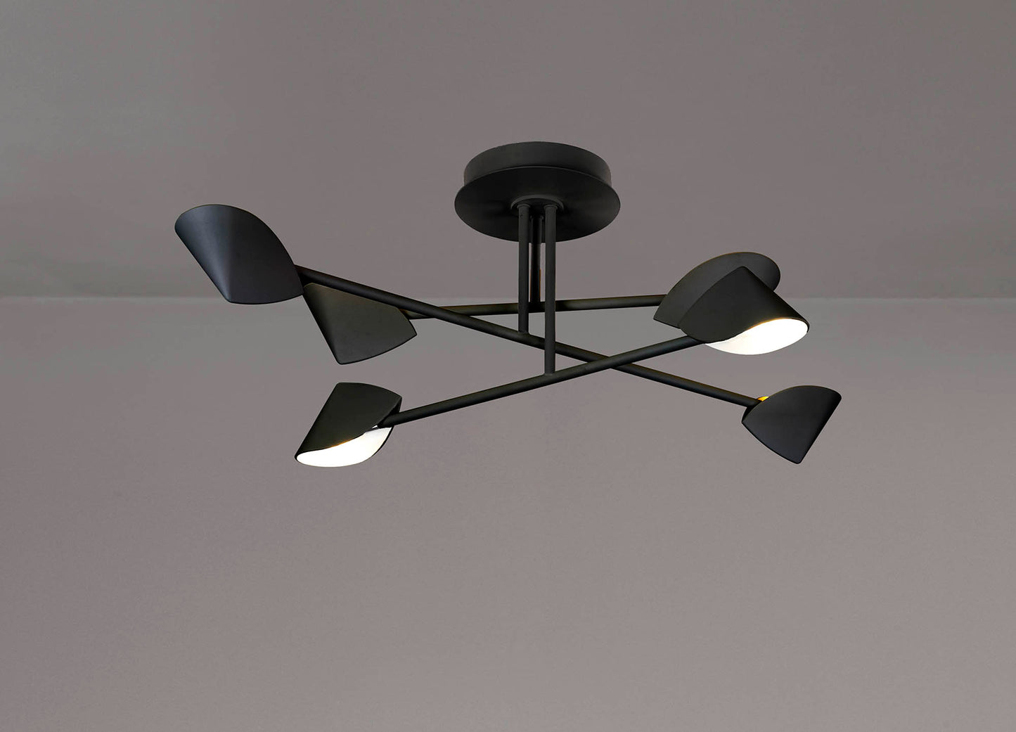 Capuccina Medium 6 Light Semi Flush, 45W LED, 3000K, 3200lm, Black, 3yrs Warranty by Mantra