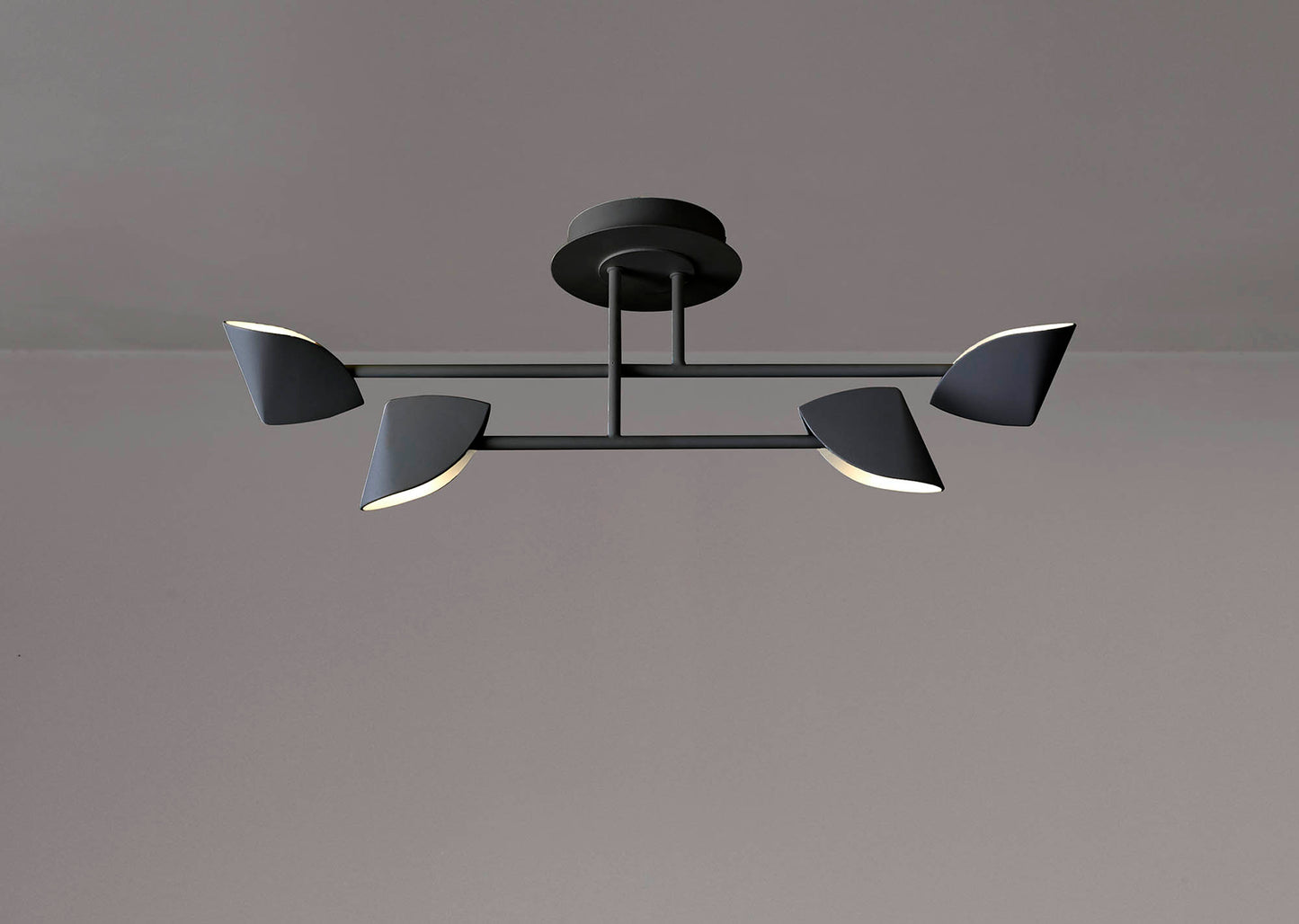 Capuccina Small 4 Light Semi Flush, 30W LED, 3000K, 2100lm, Black, 3yrs Warranty by Mantra