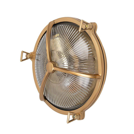 Soho Lighting Carlisle Trine IP65 Outdoor & Bathroom Lacquered Solid Brass Prismatic Glass Wall Light