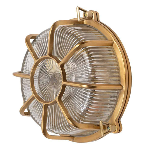 Soho Lighting Carlisle Web Prismatic Glass IP65 Outdoor & Bathroom Lacquered Solid Brass Bulkhead Wall Light