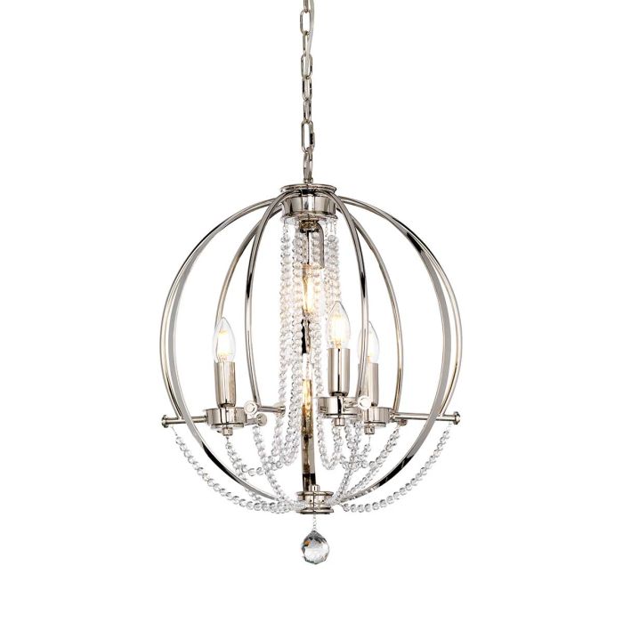 Cassie 4 Light Chandelier - Polished Nickel Plated