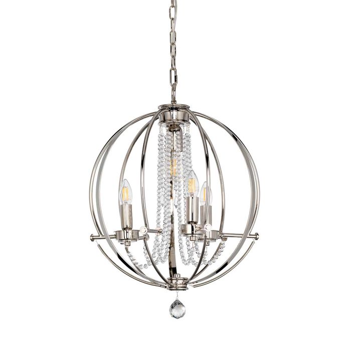 Cassie 4 Light Chandelier - Polished Nickel Plated