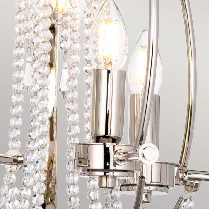 Cassie 4 Light Chandelier - Polished Nickel Plated