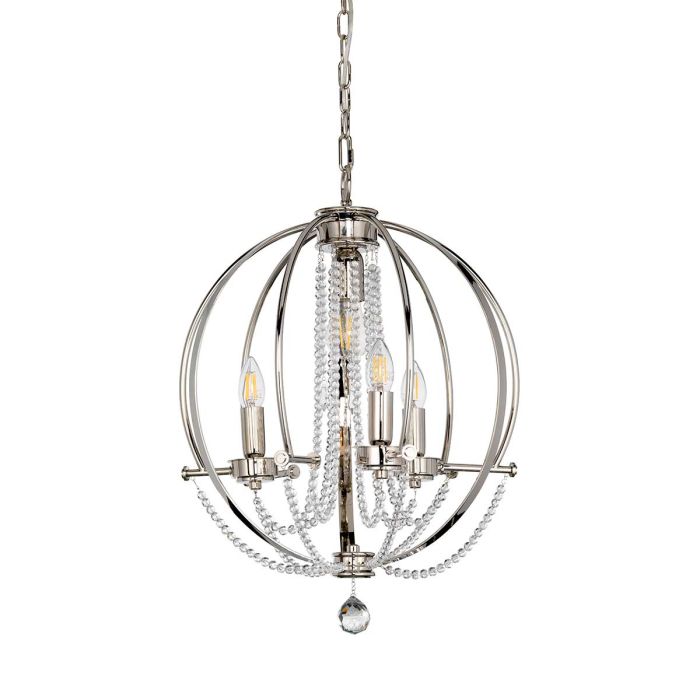 Cassie 4 Light Chandelier - Polished Nickel Plated