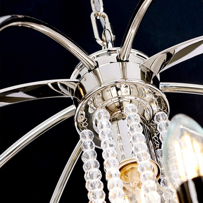 Cassie 7 Light Chandelier - Polished Nickel Plated